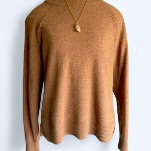 J.Crew Brown Heathered Cotton Wool Blend Raglan Crewneck Sweater Small